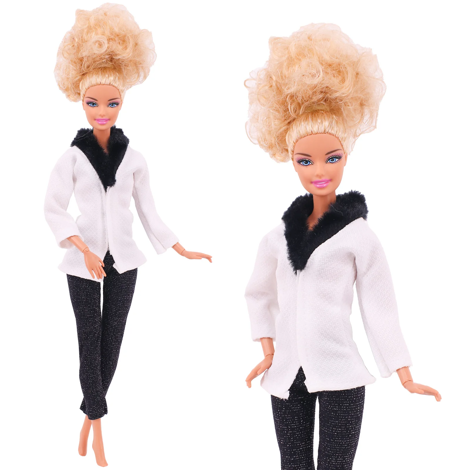 3 Pcs/Set Fur Vest Coat + Dress/Casual Outfit for 11.8 inch Barbies Doll Clothes Accessories Plush Jacket Celebrity,Child's Gift