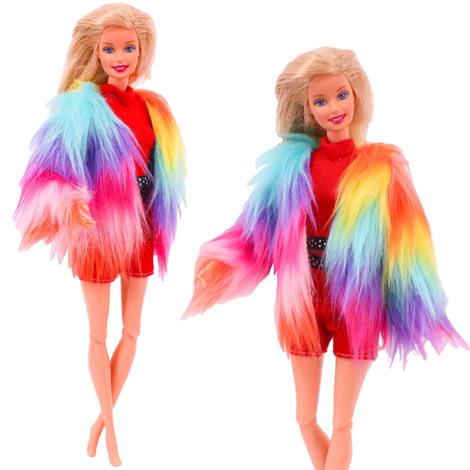 3 Pcs/Set Fur Vest Coat + Dress/Casual Outfit for 11.8 inch Barbies Doll Clothes Accessories Plush Jacket Celebrity,Child's Gift