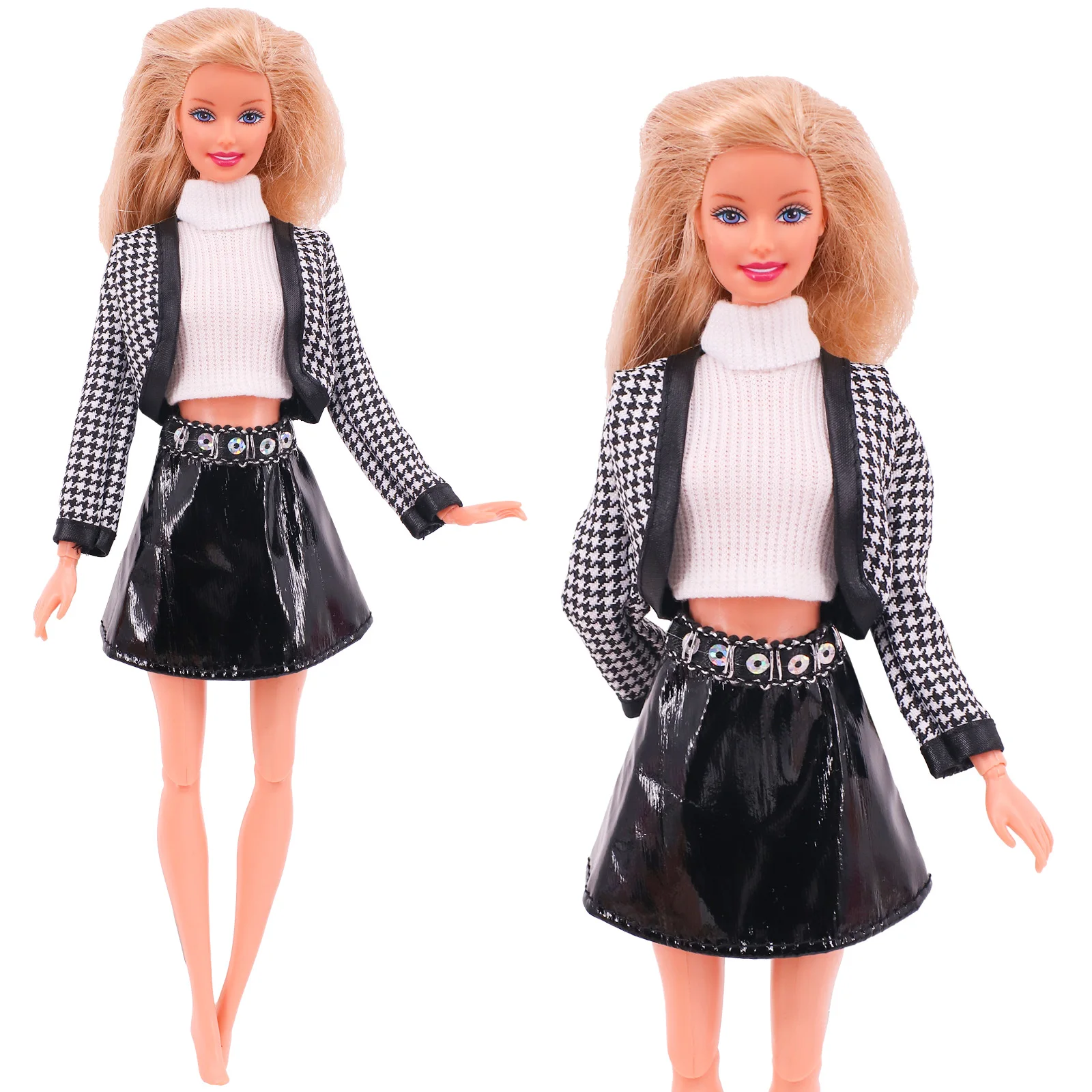3 Pcs/Set Fur Vest Coat + Dress/Casual Outfit for 11.8 inch Barbies Doll Clothes Accessories Plush Jacket Celebrity,Child's Gift