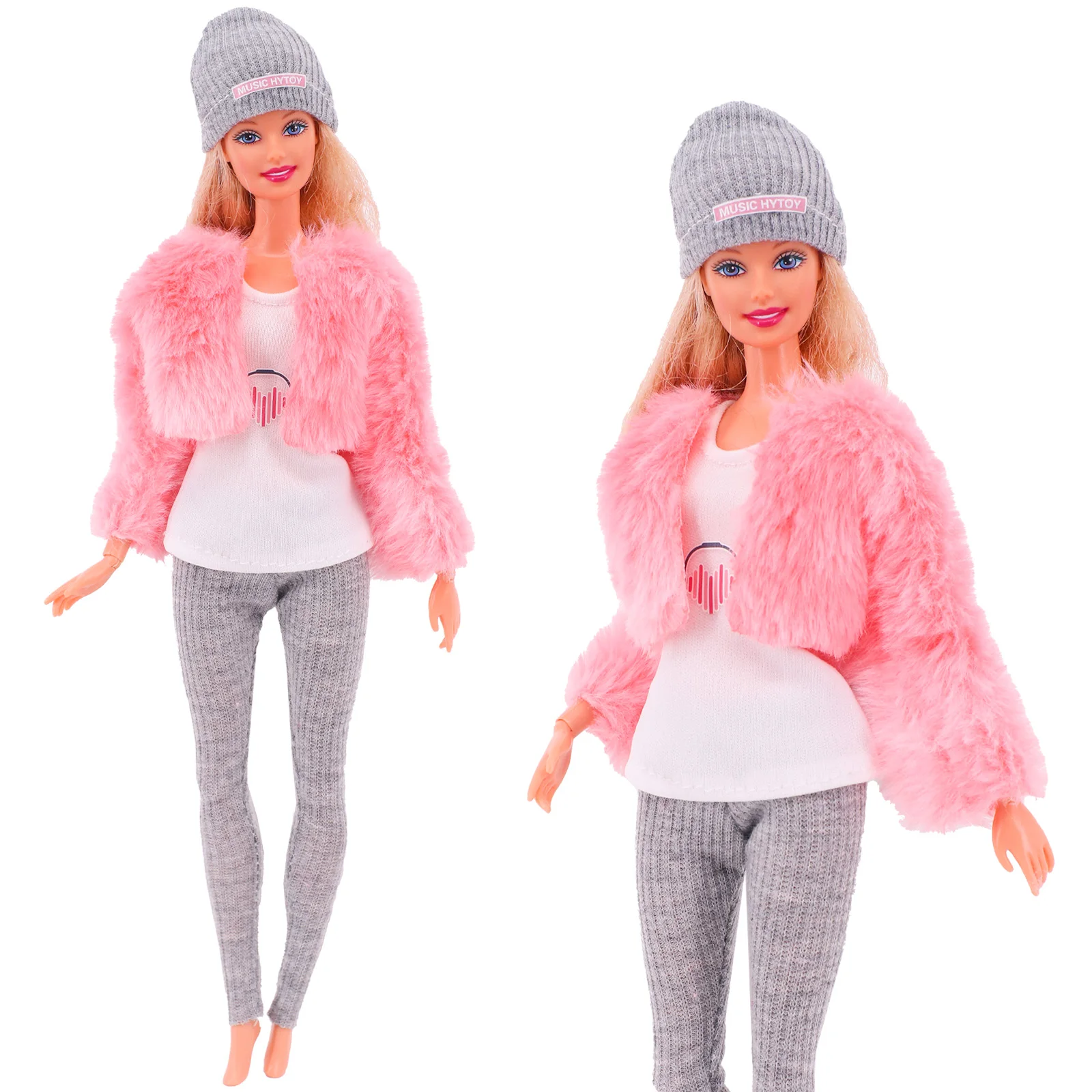 3 Pcs/Set Fur Vest Coat + Dress/Casual Outfit for 11.8 inch Barbies Doll Clothes Accessories Plush Jacket Celebrity,Child's Gift