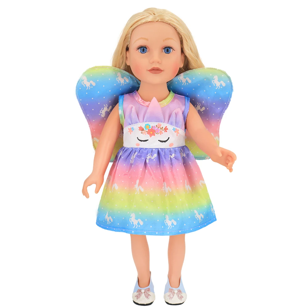 Doll Unicorn Cartoon Clothes for 17-18 Inch Doll 43cm Baby New Born Clothes 18 Inch Doll accessories Holiday And Birthday Gift