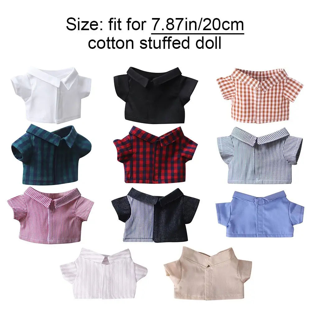 20CM Doll Shirt Solid Color Blouse Stripes Lattice Idol Doll Clothes Dolls Accessories Cotton Stuffed Change Dressing Game