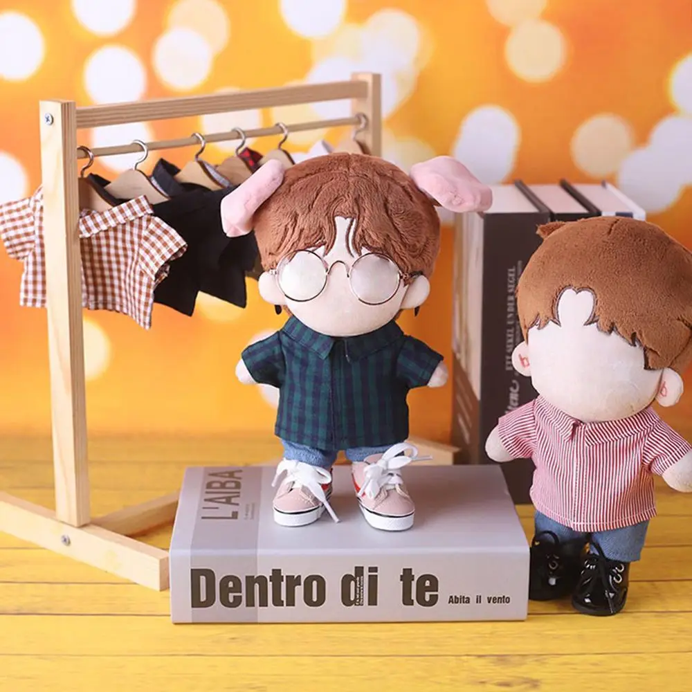 20CM Doll Shirt Solid Color Blouse Stripes Lattice Idol Doll Clothes Dolls Accessories Cotton Stuffed Change Dressing Game