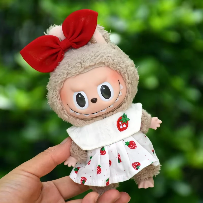 15/17cm Vinyl Plush Doll Clothes Labubu Pendant Lucky Purple Bow Dress Labubu V1/V2/V3 Clothes Accessories