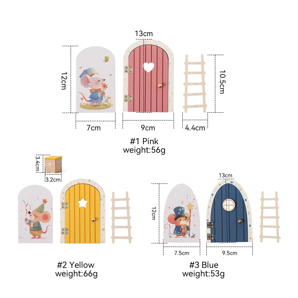 Wooden Miniature Elf Door Toy DIY Mini House Accessories Furniture Simulation Miniatures Toy Baby Pretend Play Toy Gift