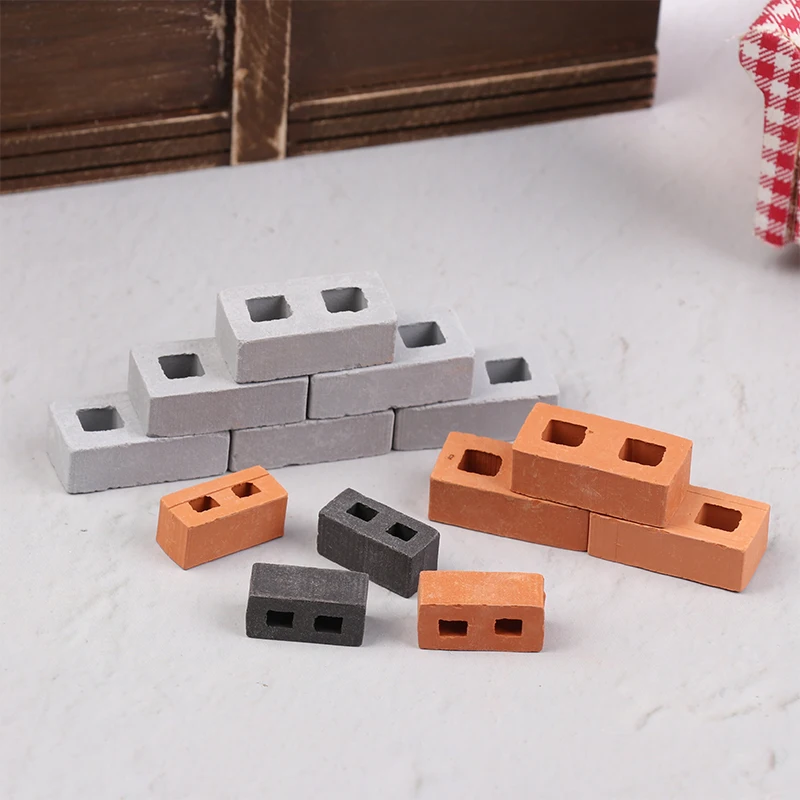 20/50Pcs Miniature Cinder Blocks Model 1/12 Dollhouse Micro Landscape Mini Concrete Bricks Toy Micro Scene Construction Props