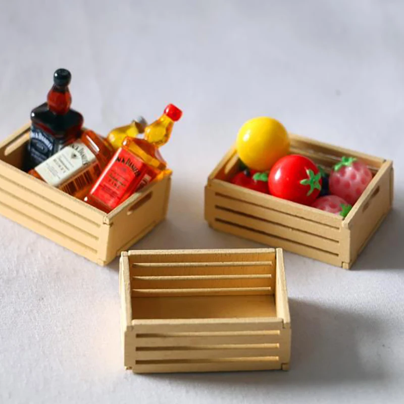 3pcs Dollhouse Miniature Mini Wooden Fruit Frame For 1:12 Dollhouse