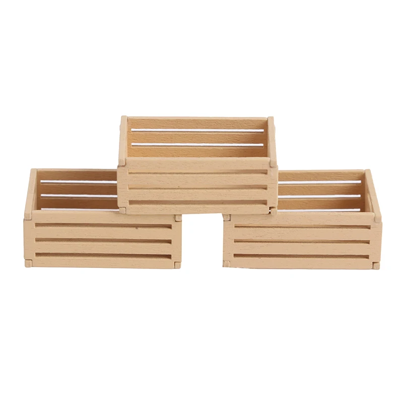 3pcs Dollhouse Miniature Mini Wooden Fruit Frame For 1:12 Dollhouse