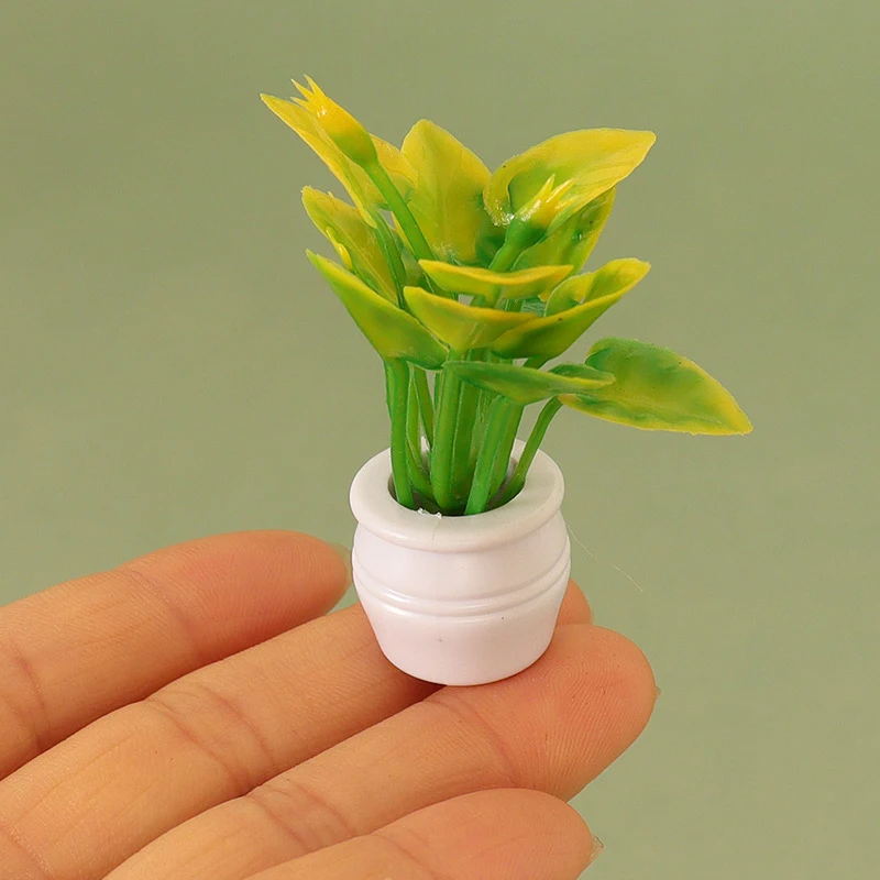 Doll House Mini Simulated Green Plant Potting Plant Model DIY Dollhouse Home Garden Outdoor Landscape Flower Bed Scene Decor