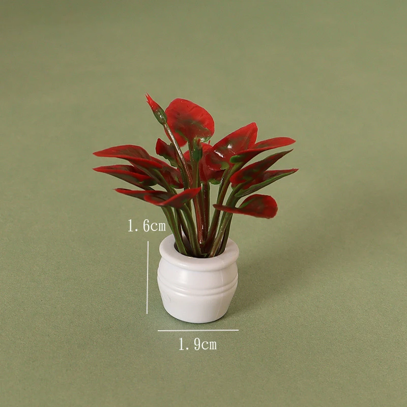 Doll House Mini Simulated Green Plant Potting Plant Model DIY Dollhouse Home Garden Outdoor Landscape Flower Bed Scene Decor