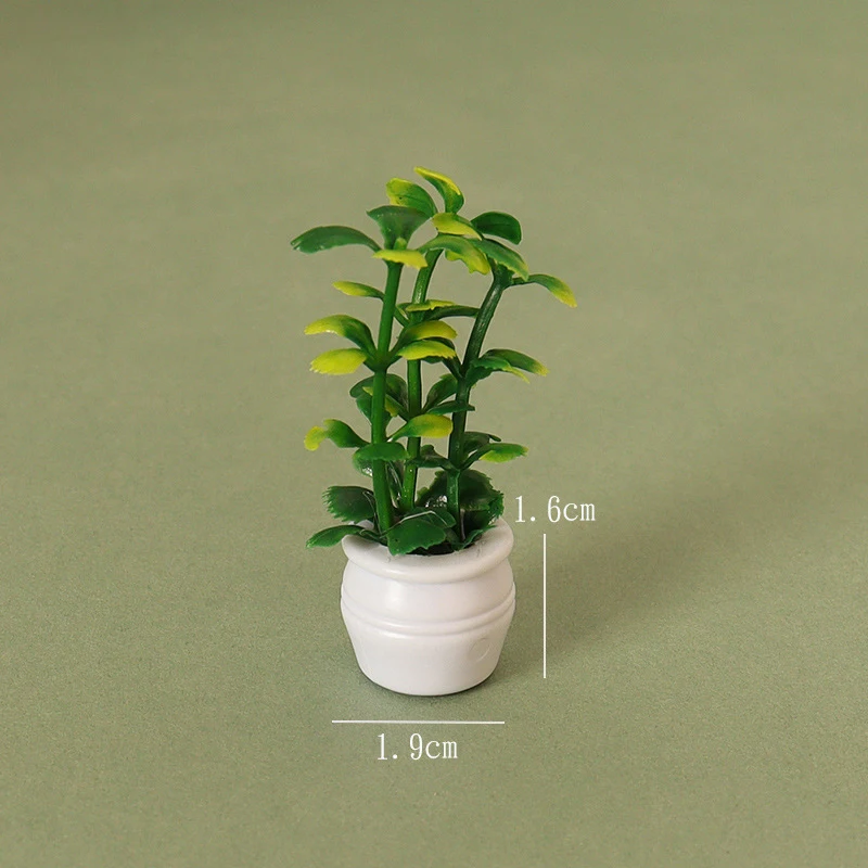 Doll House Mini Simulated Green Plant Potting Plant Model DIY Dollhouse Home Garden Outdoor Landscape Flower Bed Scene Decor