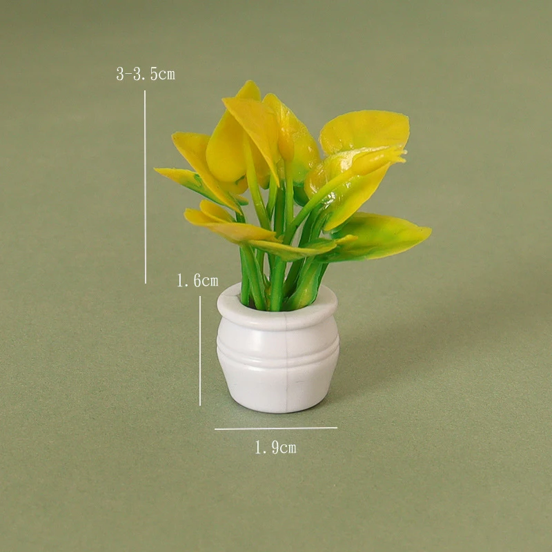 Doll House Mini Simulated Green Plant Potting Plant Model DIY Dollhouse Home Garden Outdoor Landscape Flower Bed Scene Decor