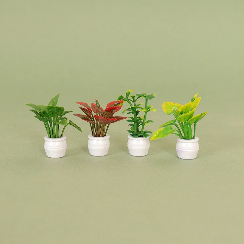 Doll House Mini Simulated Green Plant Potting Plant Model DIY Dollhouse Home Garden Outdoor Landscape Flower Bed Scene Decor