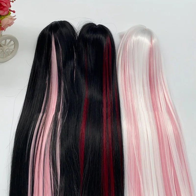 New 1/3 & 1/4 & 1/6 Bjd Doll's Wig Anime Doll Dress Up Accessories Bicolor Long Straight Wig