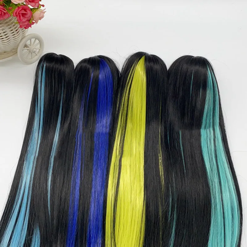 New 1/3 & 1/4 & 1/6 Bjd Doll's Wig Anime Doll Dress Up Accessories Bicolor Long Straight Wig