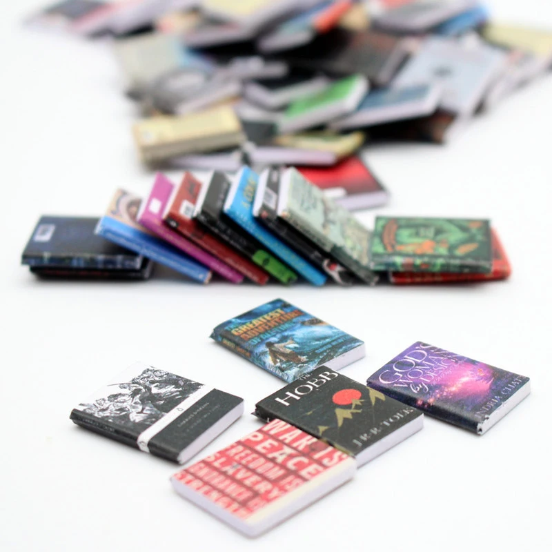 10PCS Dollhouse Miniature Magazines Books Novels Model Dolls House Scene Decor Accessories