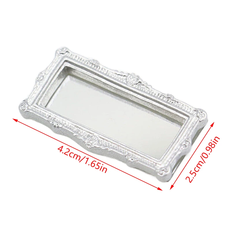 1:12 Dollhouse Miniature Mirror Vintage Square Carved Mirror Furniture Model Decor Toy Doll House Accessories