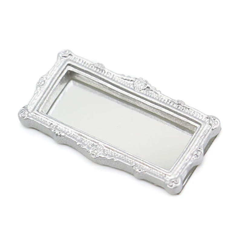 1:12 Dollhouse Miniature Mirror Vintage Square Carved Mirror Furniture Model Decor Toy Doll House Accessories