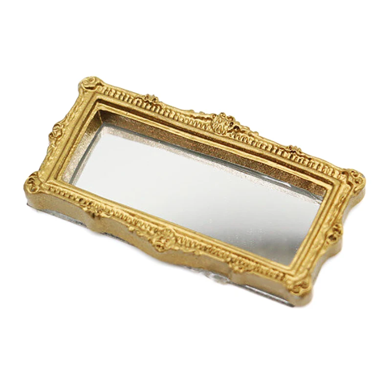 1:12 Dollhouse Miniature Mirror Vintage Square Carved Mirror Furniture Model Decor Toy Doll House Accessories