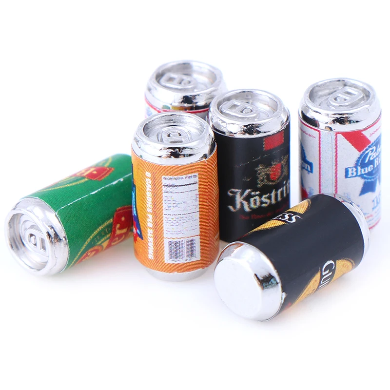 6pcs/Set Bottle Beer Miniatures For 1:12 Dollhouse Miniature Kids Play Toys