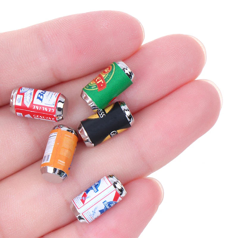 6pcs/Set Bottle Beer Miniatures For 1:12 Dollhouse Miniature Kids Play Toys