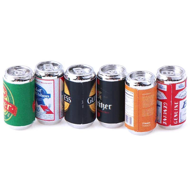 6pcs/Set Bottle Beer Miniatures For 1:12 Dollhouse Miniature Kids Play Toys