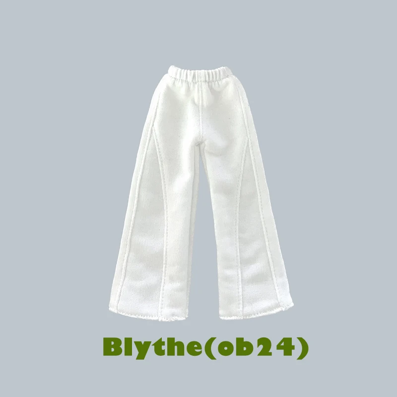 New Blythe Doll Clothes Colored Striped Round Neck Sweater Hoodie with Sports Wide Leg Pants Crossbody Bag for Blyth ob24 Outfit