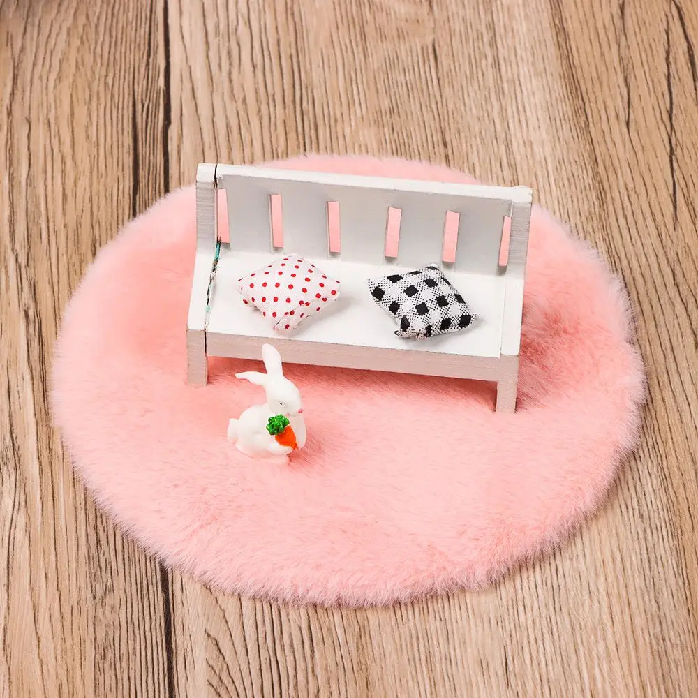 Gift Photo Props Nordic Style Dollhouse Plush Carpet Doll Accessories Miniature Hairy Rug Mini Floor Mat Gift