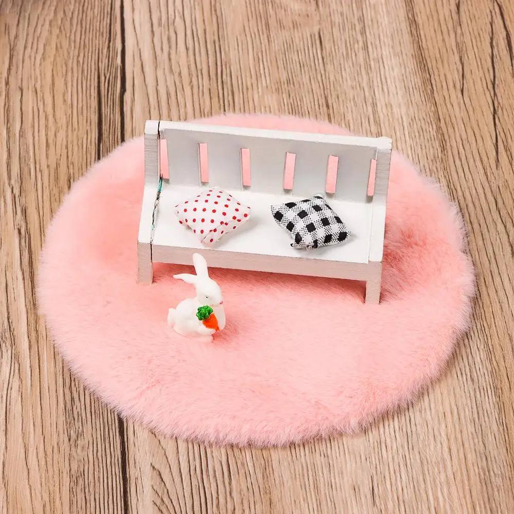 Gift Photo Props Nordic Style Dollhouse Plush Carpet Doll Accessories Miniature Hairy Rug Mini Floor Mat Gift