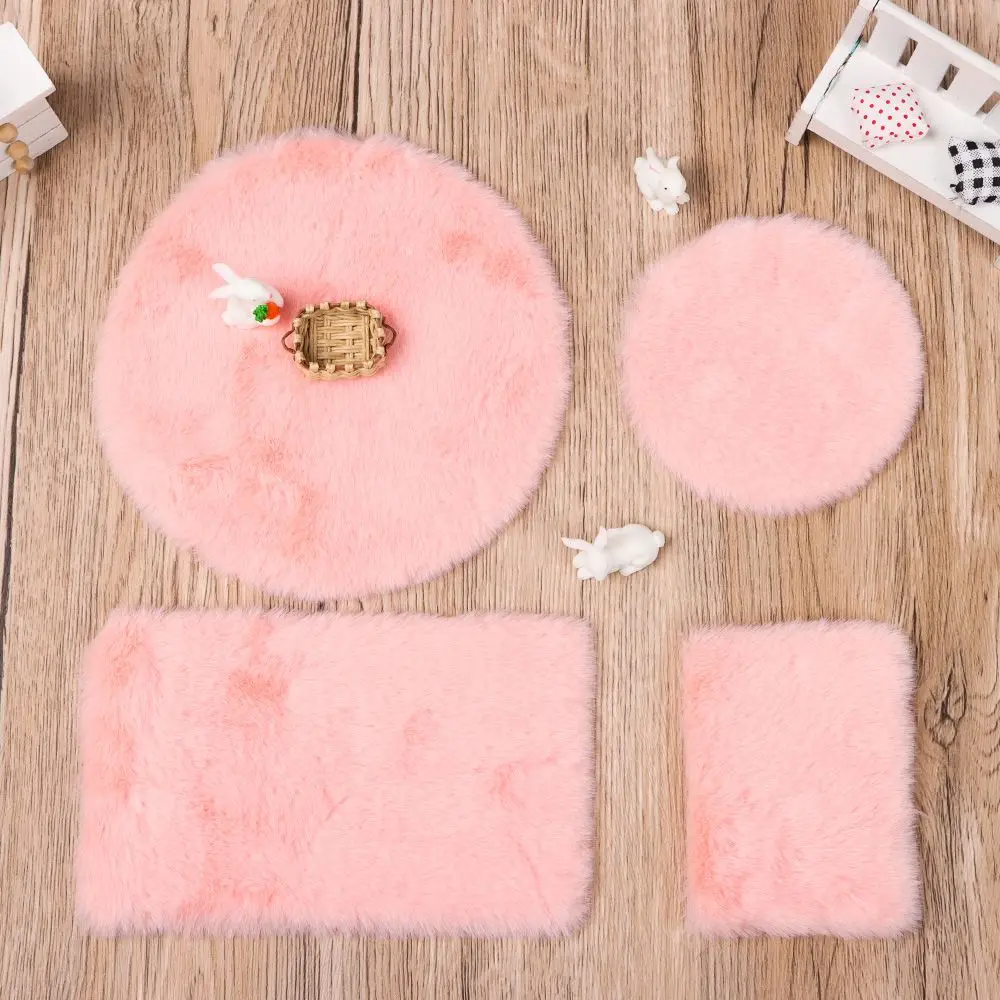 Gift Photo Props Nordic Style Dollhouse Plush Carpet Doll Accessories Miniature Hairy Rug Mini Floor Mat Gift