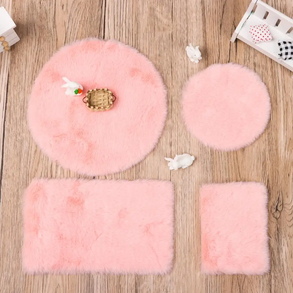 Gift Photo Props Nordic Style Dollhouse Plush Carpet Doll Accessories Miniature Hairy Rug Mini Floor Mat Gift
