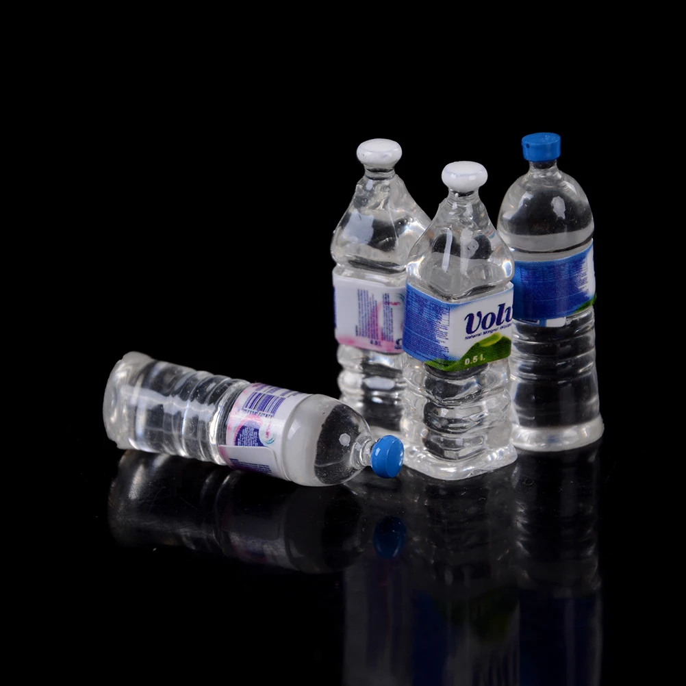 4PCS 1:6 Dollhouse Mineral Water Bottle Miniature Toy Doll Food Kitchen Living Room Accessories Kids Gift Pretend Play Toys