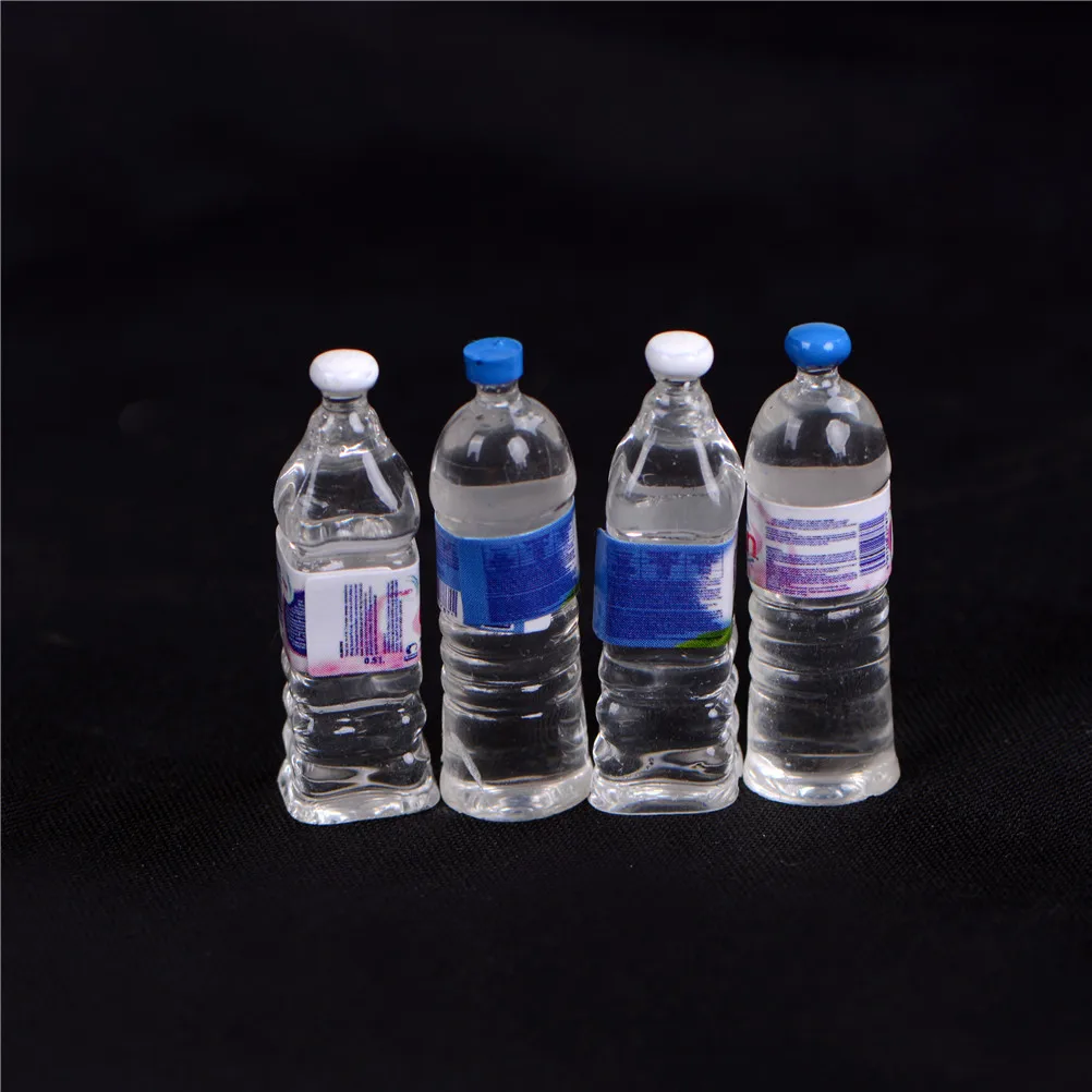 4PCS 1:6 Dollhouse Mineral Water Bottle Miniature Toy Doll Food Kitchen Living Room Accessories Kids Gift Pretend Play Toys