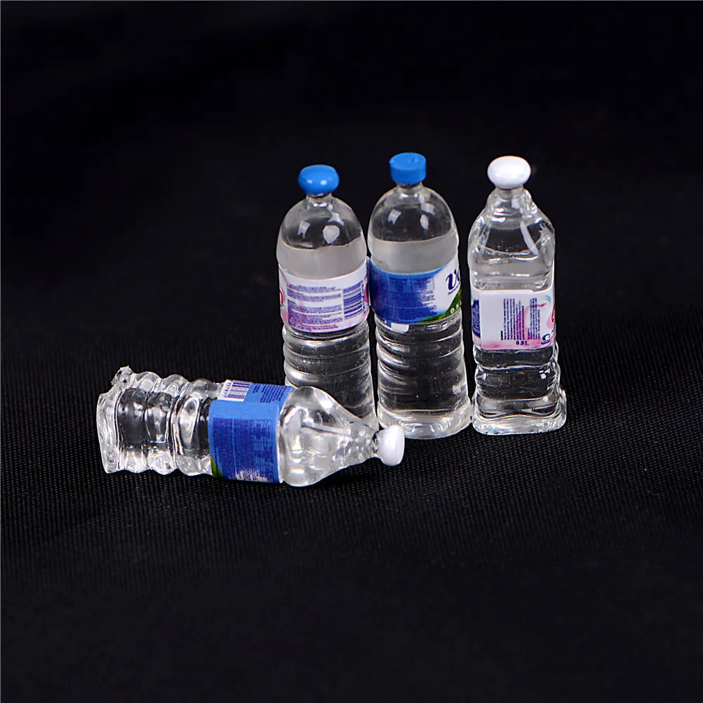4PCS 1:6 Dollhouse Mineral Water Bottle Miniature Toy Doll Food Kitchen Living Room Accessories Kids Gift Pretend Play Toys