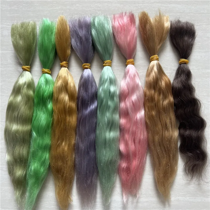 Many Colors Handrooted Reborn Doll Mohair Wig Pink Yellow Brown Colors BJD 1/4 OB11 Dolls Mohair Wigs Hair Accessory