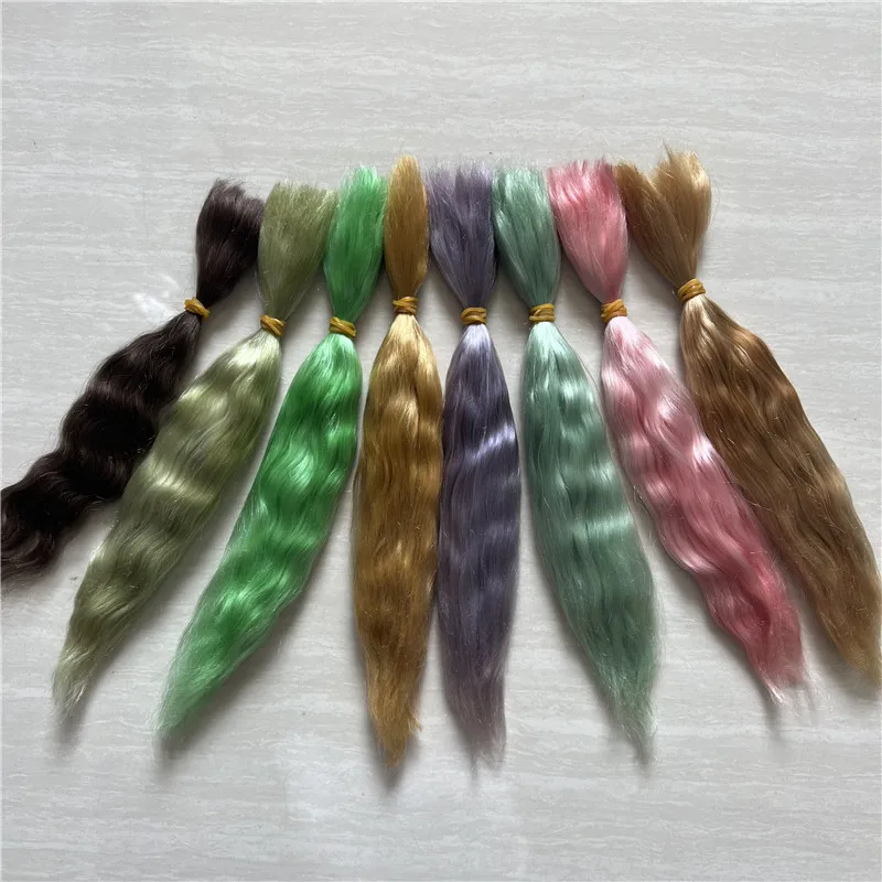 Many Colors Handrooted Reborn Doll Mohair Wig Pink Yellow Brown Colors BJD 1/4 OB11 Dolls Mohair Wigs Hair Accessory