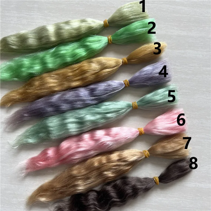 Many Colors Handrooted Reborn Doll Mohair Wig Pink Yellow Brown Colors BJD 1/4 OB11 Dolls Mohair Wigs Hair Accessory