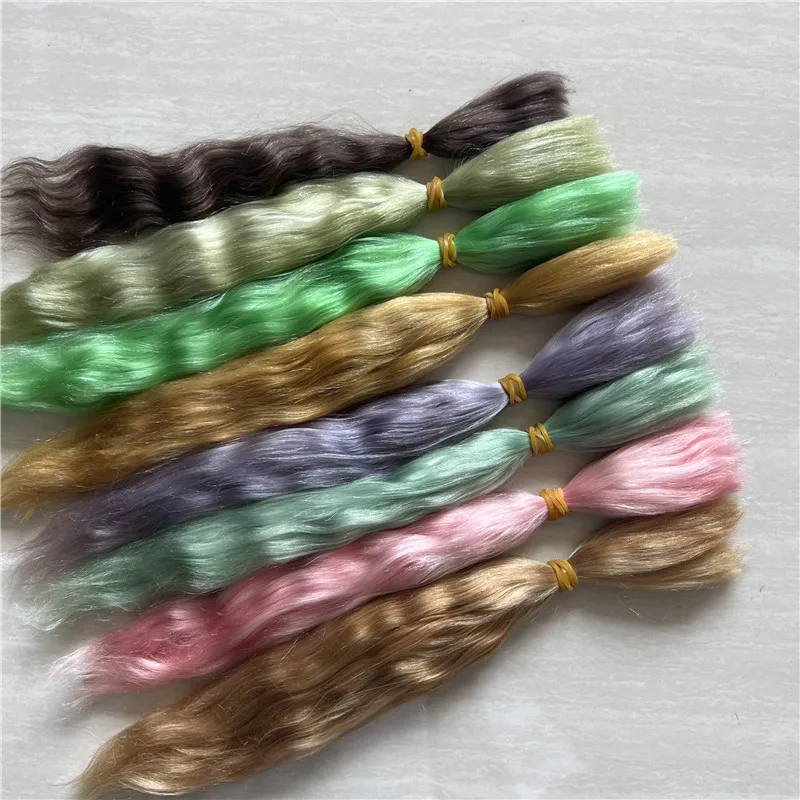 Many Colors Handrooted Reborn Doll Mohair Wig Pink Yellow Brown Colors BJD 1/4 OB11 Dolls Mohair Wigs Hair Accessory