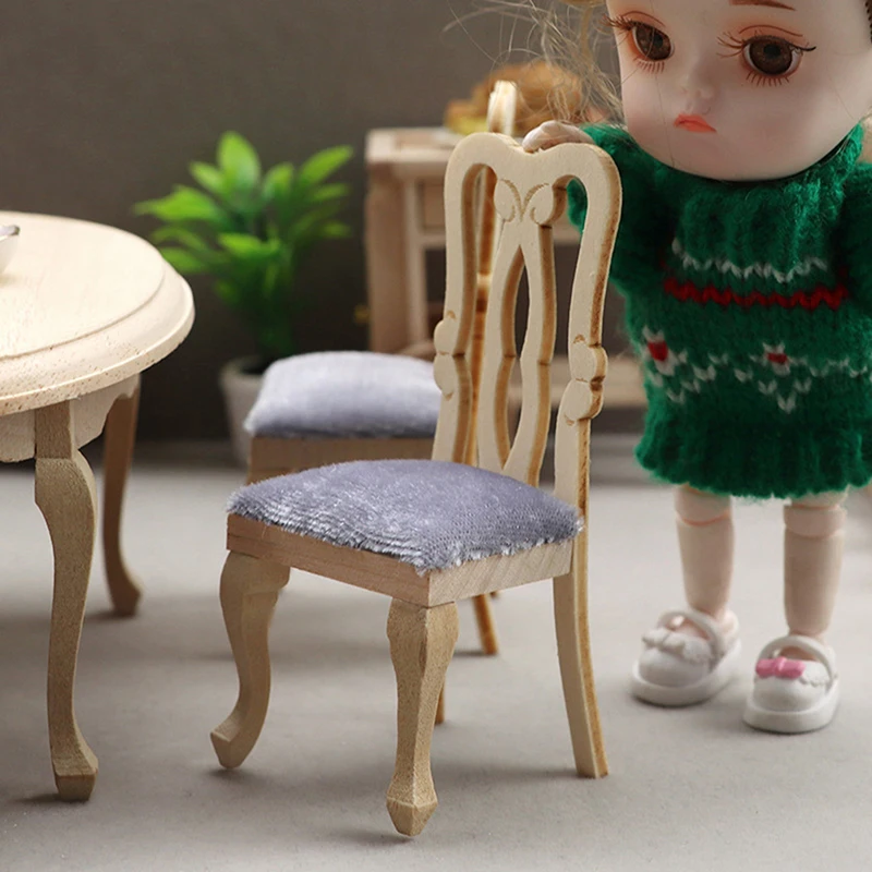 1:12 Dollhouse Miniature Wooden Dining Table Chair Set Simulation Furniture Model Toy For Dollhouse Restaurant Decor