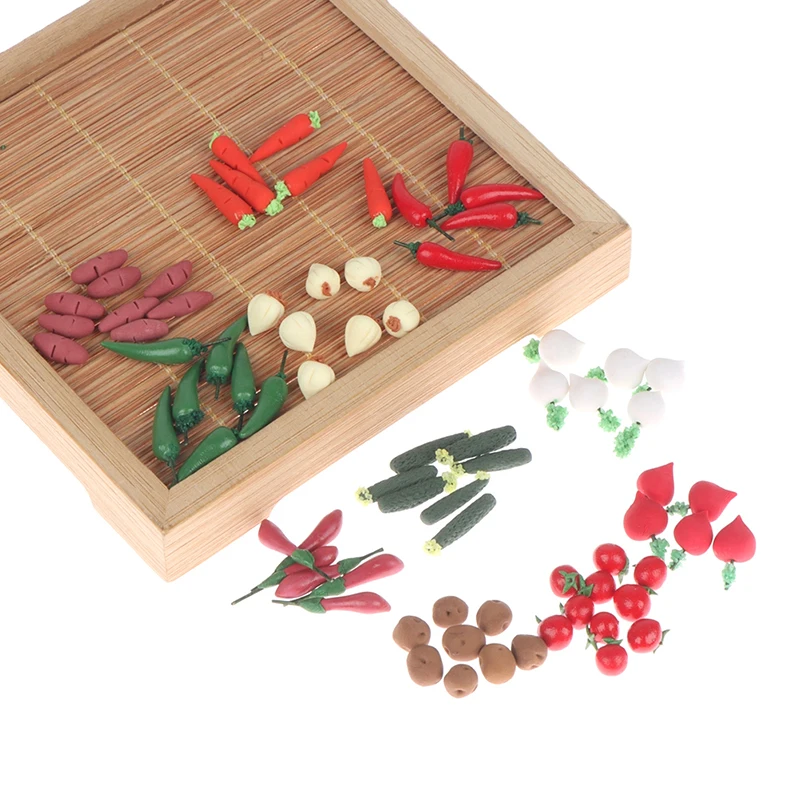 10Pcs 1:12 Miniature Vegetable Mini Carrot Radish Pepper Simulation Vegetable Dollhouse Food Doll House Accessories Ornaments