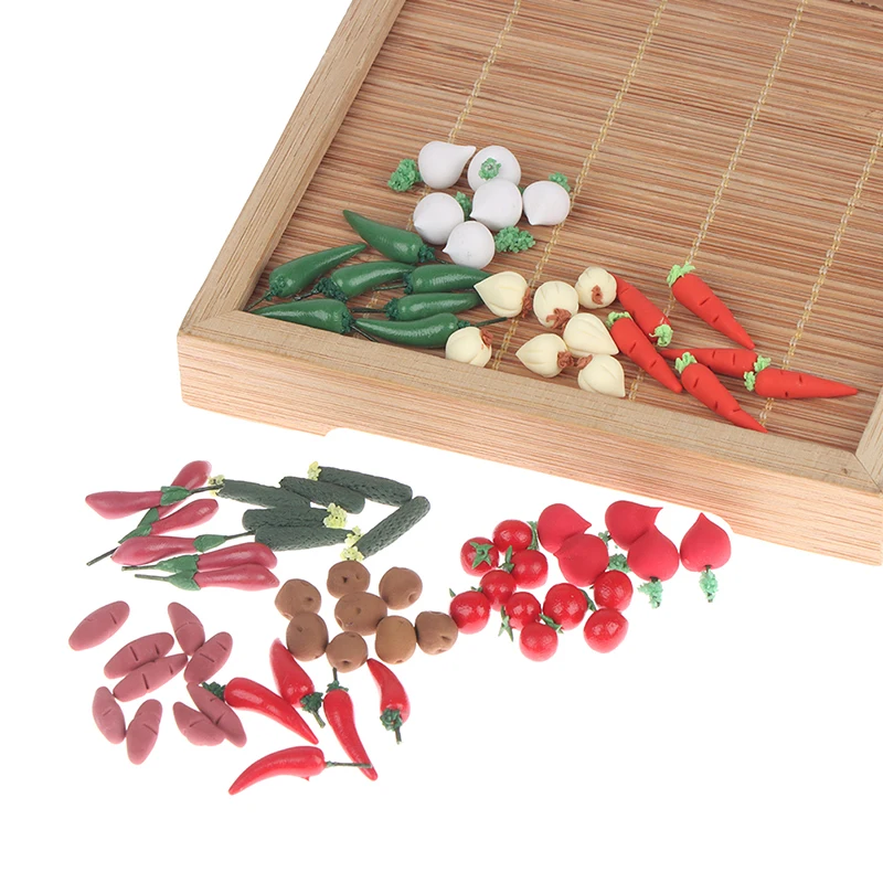 10Pcs 1:12 Miniature Vegetable Mini Carrot Radish Pepper Simulation Vegetable Dollhouse Food Doll House Accessories Ornaments