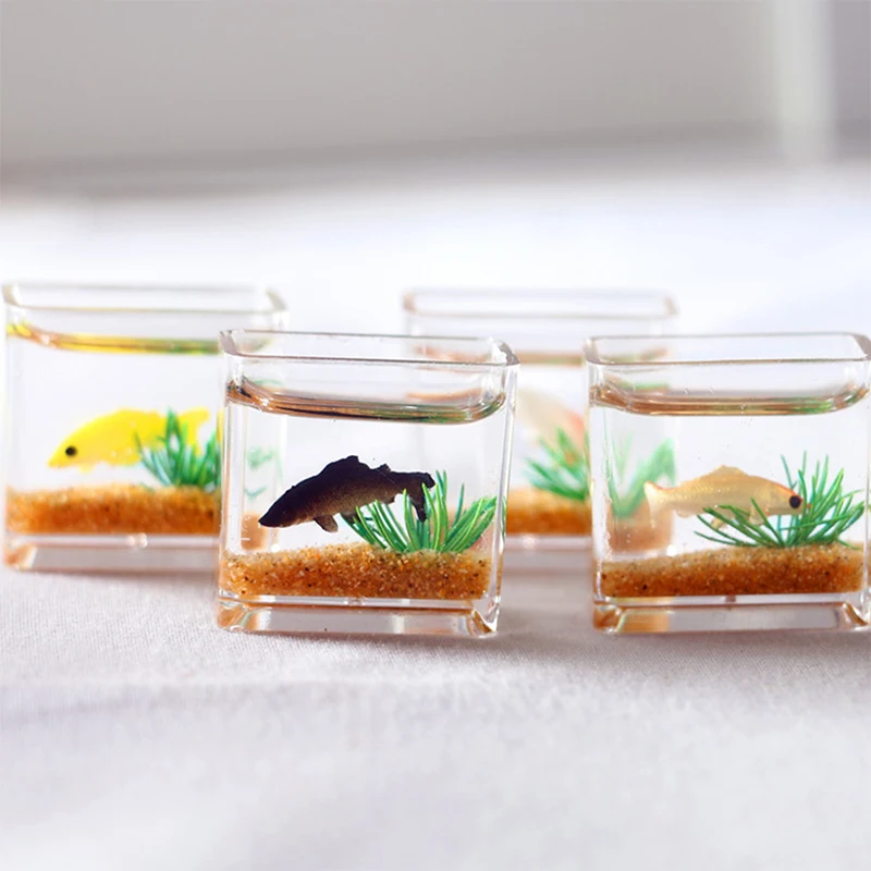1pc Dollhouse Miniature Glass Fish Tank Bowl Aquarium Doll House Home Ornament Toys For Dollhouse Decor Toys