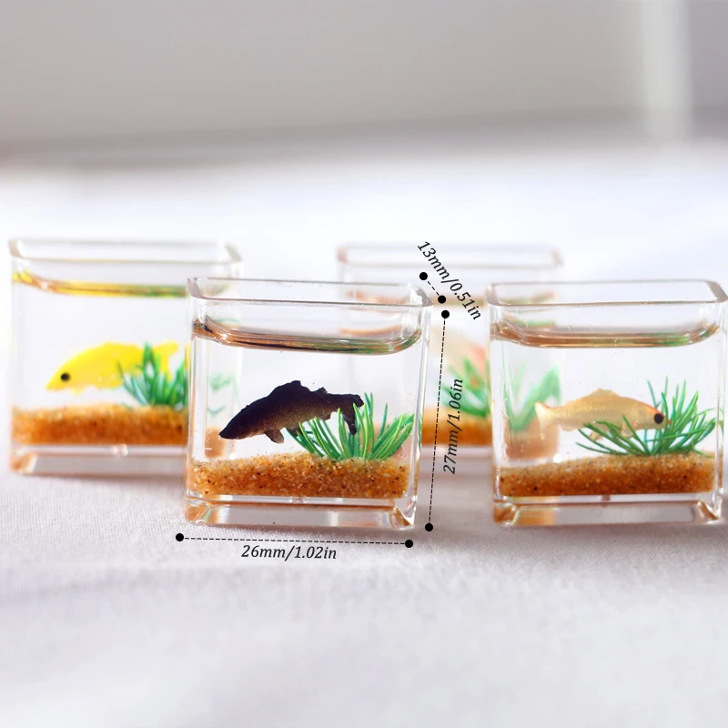1pc Dollhouse Miniature Glass Fish Tank Bowl Aquarium Doll House Home Ornament Toys For Dollhouse Decor Toys