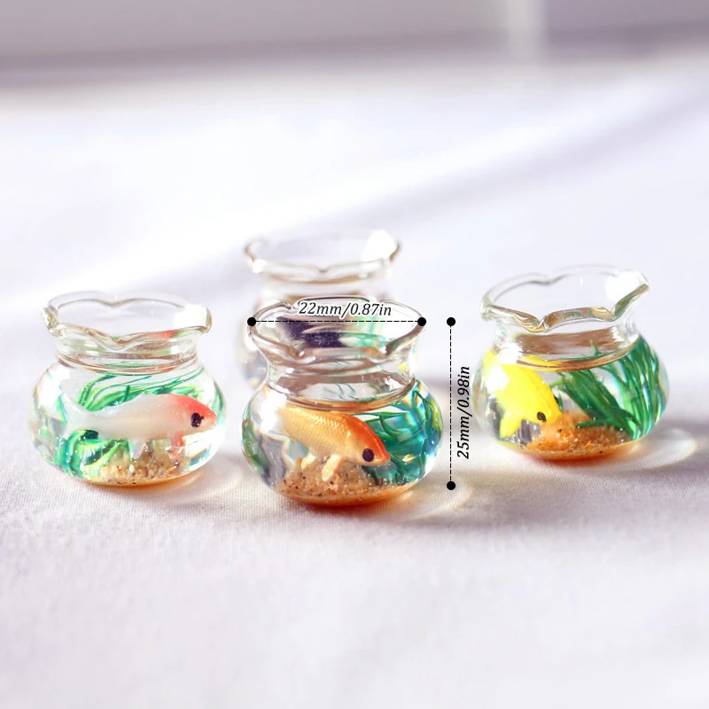 1pc Dollhouse Miniature Glass Fish Tank Bowl Aquarium Doll House Home Ornament Toys For Dollhouse Decor Toys