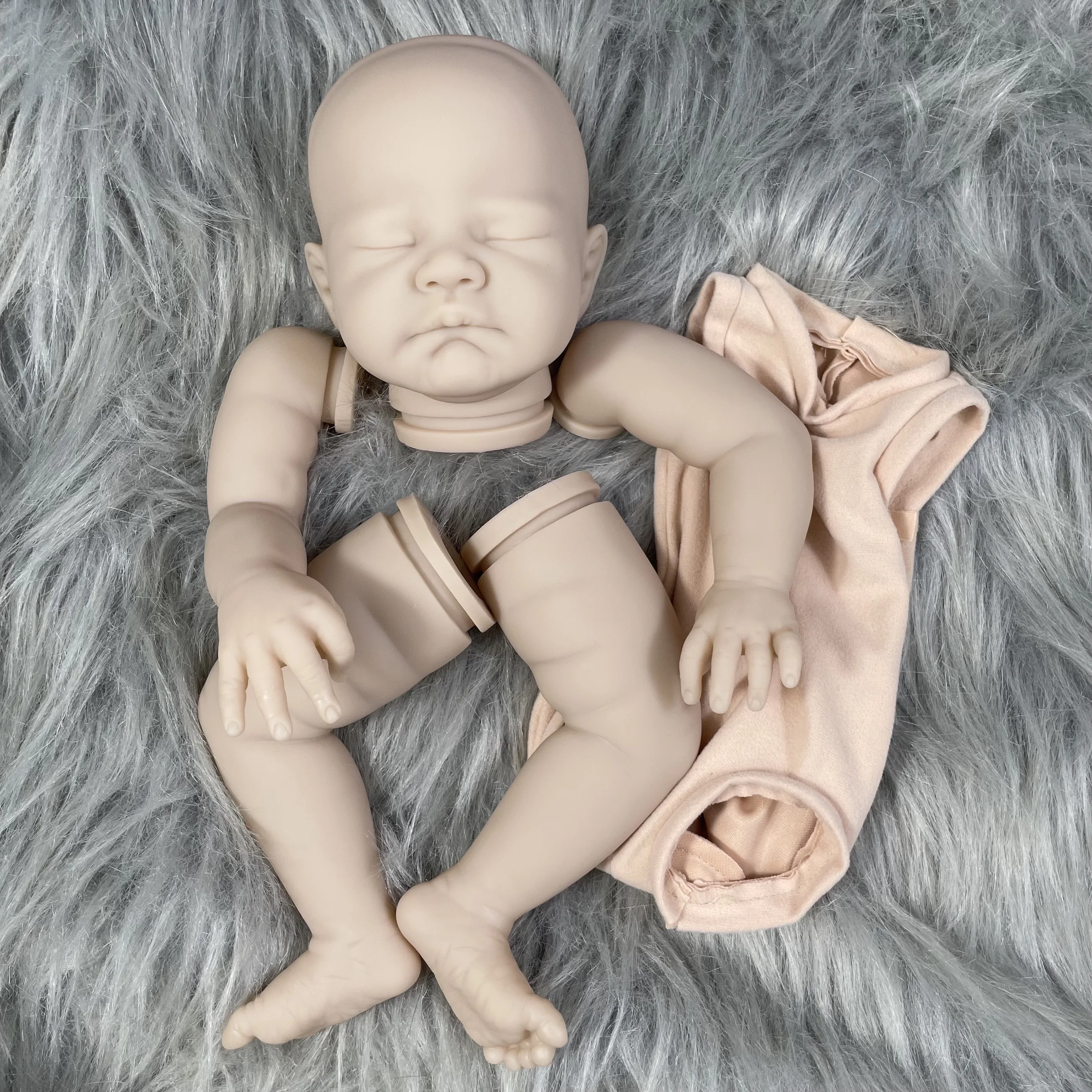 19 Inches Unpainted Reborn Vinyl Doll Kit August Sleeping Baby Molds Blank Doll Parts With Cloth Body