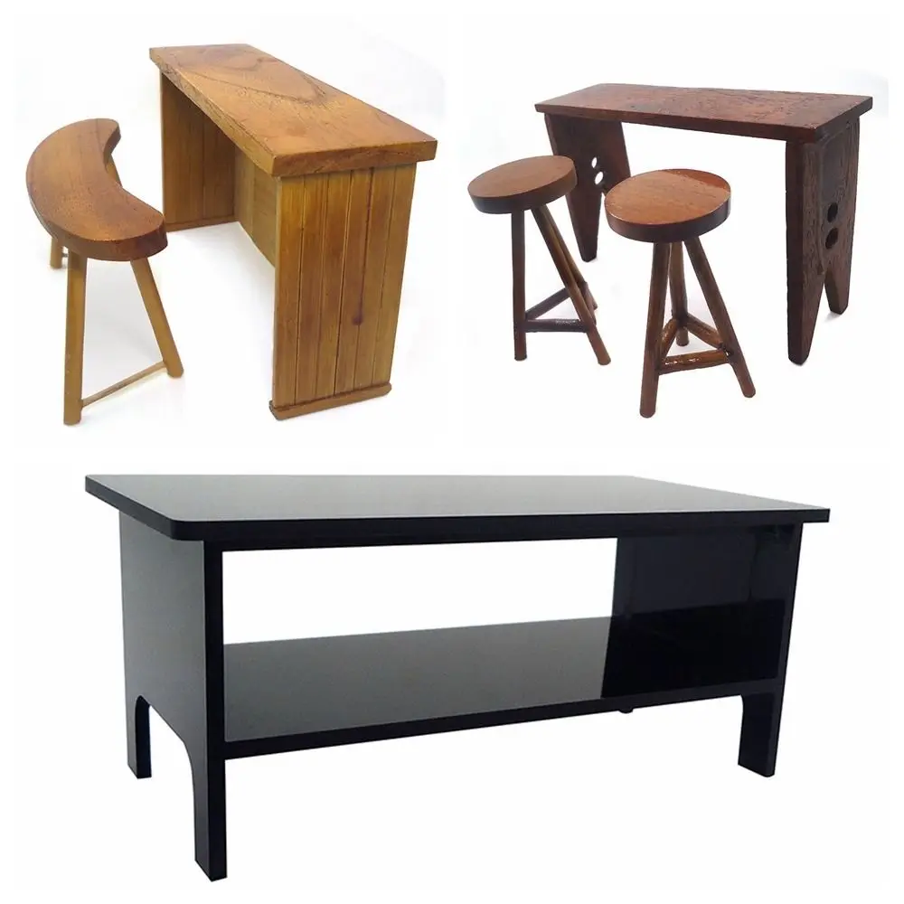 1:12 Scale Dollhouse Bar Counter Scene Model Wood DollHouse Furniture Playing House Miniature Table Chair Dollhouse Accessories