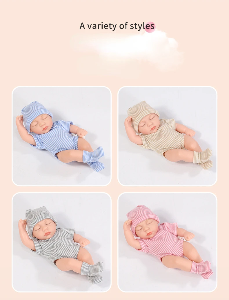 8inch 20cm Vinyl Reborn Baby Doll with Clothes Newborn Doll Outfit Set Realistic Soft Doll Gift for Kids Play Toy Cute Girl Gift
