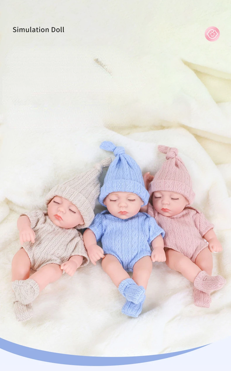 8inch 20cm Vinyl Reborn Baby Doll with Clothes Newborn Doll Outfit Set Realistic Soft Doll Gift for Kids Play Toy Cute Girl Gift
