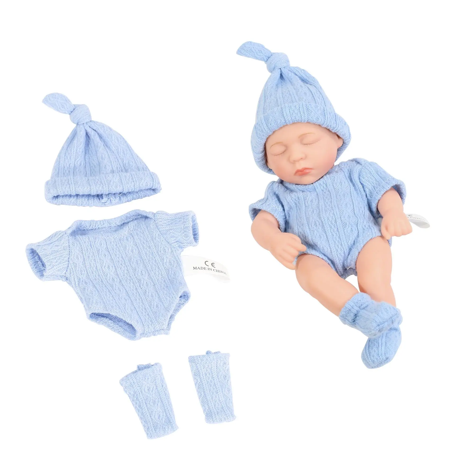 8inch 20cm Vinyl Reborn Baby Doll with Clothes Newborn Doll Outfit Set Realistic Soft Doll Gift for Kids Play Toy Cute Girl Gift