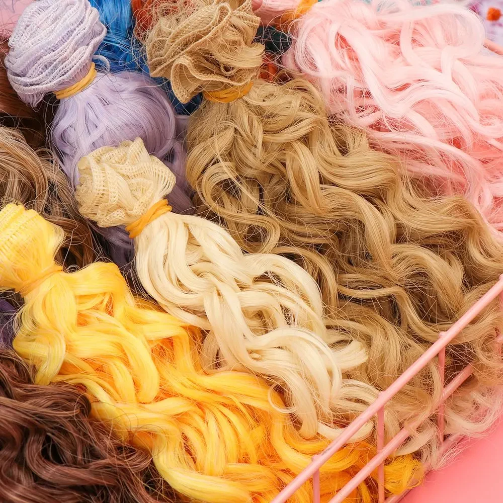 15*100cm Doll Hair Curly Wigs Fashion Mini Tresses High-Temperature 1/6 1/4 1/3 Screw Periwig Toy Toupee Gift DIY Accessory